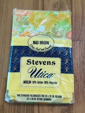 NEW SEALED Utica JP Stevens No-Iron Standard Pillowcases (2) Retro Floral USA